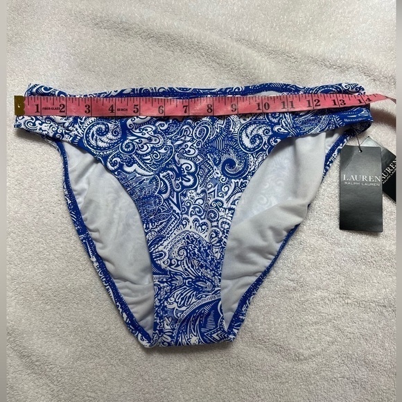 Lauren Ralph Lauren BLUE Bias Tribal Ikat Print Hipster Bikini Swim Bottom - Picture 11 of 12
